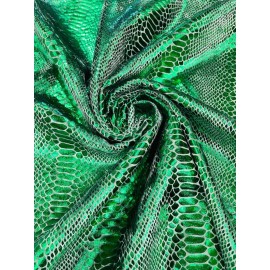 Unbranded 58" Wide Green foil Snake design on a stretch velvet fabric SOLD BY THE YARD