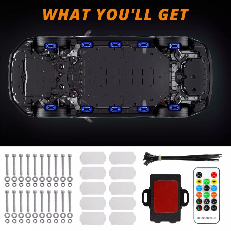 KEEPDSGN 10 Pods RGB LED Rock Lights Kit Underbody Neon