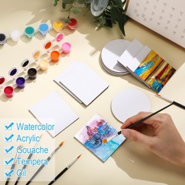 12 Set Magnetic Painting Canvas Kit Small Magnet Canvas Panels Mini Painting Board Paint and Sip Set for Fridge Arts Watercolor Acrylic Paint Easter Crafts Project(Mixed Styles,Assorted Sizes)