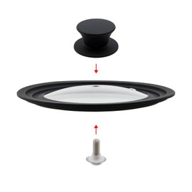 LC LICTOP Silicone Rim Universal Tempered Glass Lid Cookware Cover Replacement with Black Silicone Knob for 6.5"-7"-8" Pot or Pan (Black Round Knob)