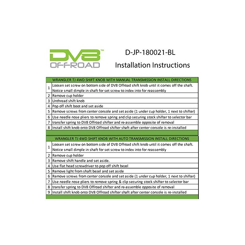 DV8 Offroad | 4WD Shift Knob for 1997-2006 Wrangler TJ