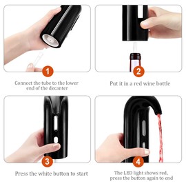 Electric Wine Aerator,Wine dispenser,Aeration and Decanter Wine Pourer,Red White Wine Accessories,Wine Gifts Father's Day Gifts-Black