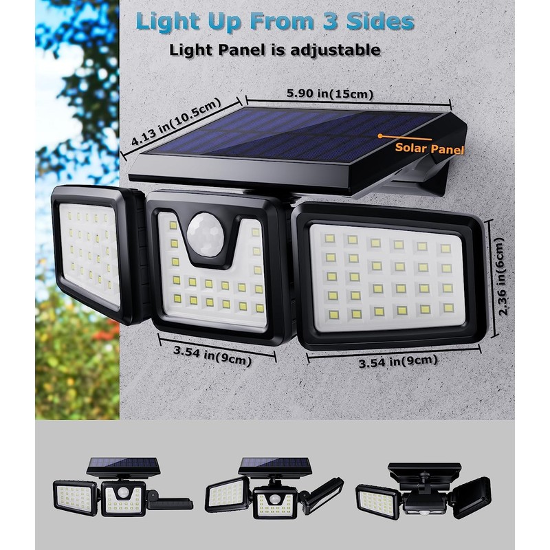 KIBTOY Solar Sensor Outdoor Bright Light Easy to Install, Security