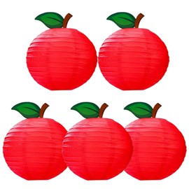 Niuhong Pack of 5 Paper Lanterns Paper Lanterns Lanterns Lanterns 3D Lantern Decoration Funny Hanging Lampshade Round Children Birthday Party Wedding Baby Shower Theme Fruit Decorations (Apple)