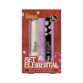 YUYA Set Elemental Máscara de Pestañas 10 Aceites Naturales Negro 10 g + Gel Fijador de Cejas 8 ml - Pestañas Largas, Volumen y Definición - Fijación 