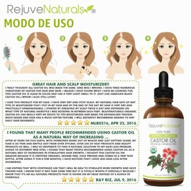 Organic Castor Oil, 100% Pure, Hexane Free, Cold Pressed, USDA Certified Organic, by RejuveNaturals, 4oz | All Natural Conditioner for Hair, Skin & Fa