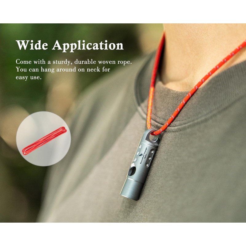 Boundless Voyage Titanium Whistle Emergency Survival Safety Whistles with Lanyard