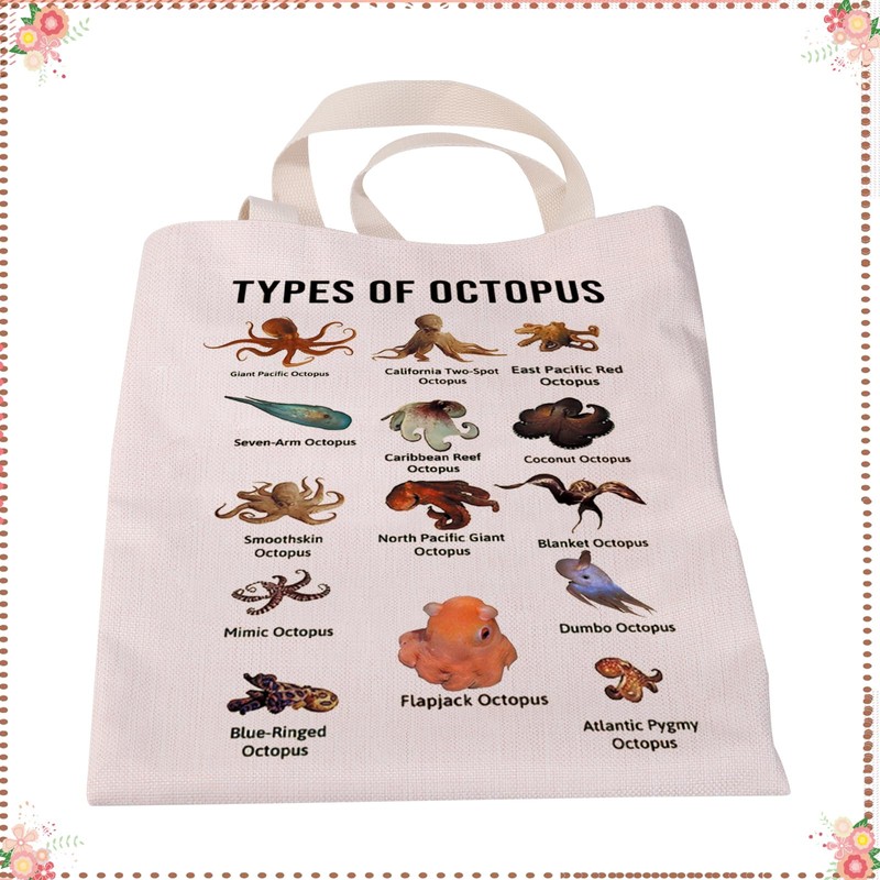JYTAPP Octopus Tote Bag Octopus Lover Gifts Octopus Knowledge Canvas