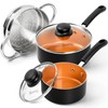 MICHELANGELO Nonstick Sauce Pan with Lid, 1QT & 2QT Ceramic
