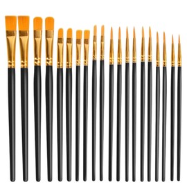Professional Paint Brushes Set, 20PCS Black Artist Paint Brushes, Different Sizes, Nylon Hair Brush for Acrylic, Watercolor, Gouache, Oil and Face Painting, Small Brushes for Adults & Kids