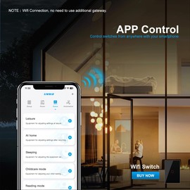 LIVOLO WiFi Touch Wall Switch for Smart Home, Compatible with Alexa & Google Home, Neutral Wire Required, 1 Gang, Tempered Glass Panel, (Black)
