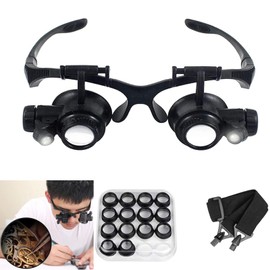 Magnifying Glasses with LED Light, LXIANGN Jeweler Loupe Watch Repair Magnifier with 8 Interchangeable Lens-2.5X 4X 6X 8X 10x 15x 20x 25x for Close Work,Not for Reading