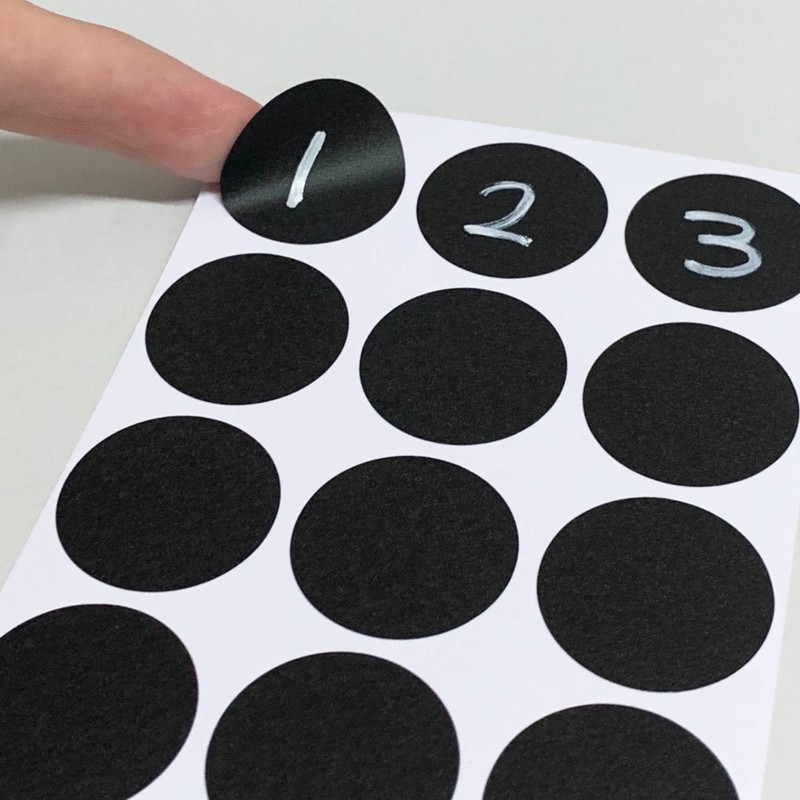 300-Pack, 2.5cm Round Chalkboard Sticker Labels, Reusable and Waterproof