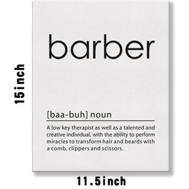 BIQRP Barber Definition Wall Art, Barber Shop Decor, Modern Barbershop Barber Quote Print Framed Canvas Painting Artwork For Home Office Living Room Salon Barbershop Decor 11.5x15 Inch