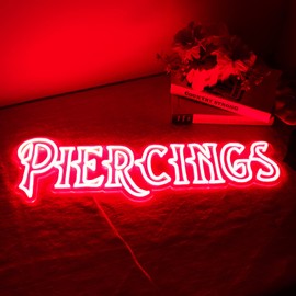 Vinray Large Piercings Neon Sign,Specially Designed for Tattoo Studio Signs, Super Bright Led Decorative Signs for Beauty Shop.Large Szie24*8inches.12V Power Supply