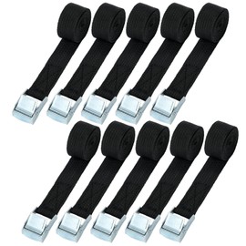 URAQT Lashing Strap Mounting Strap, Pack of 10, 150 kg, 1 Metre, Ratchet Lashing Strap, Width 20 mm, Lashing Strap, Adjustable Mounting Straps with Clamping Lock for Transport, Cargo, Luggage,