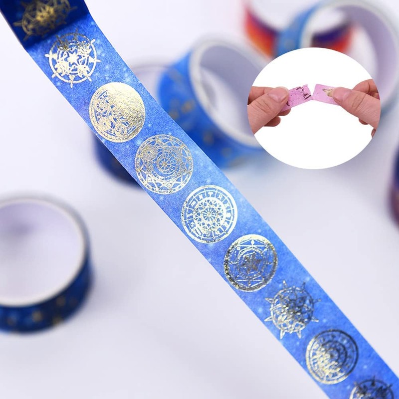 Set of 12 Masking Tape, BetterJonny Gold Foil Stamping Washi