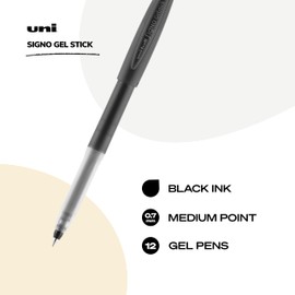 Uniball Signo Gelstick Gel Pen 12 Pack, 0.7mm Medium Black Pens, Gel Ink Pens | Office Supplies Sold by Uniball are Pens, Ballpoint Pen, Colored Pens, Gel Pens, Fine Point, Smooth Writing Pens