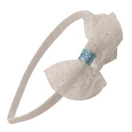 Topkids Accessories Small Bow Design Alice Bands, Pretty Girl’s Hair Pink Glitter Bow, Polka Dot Bow, Blue & White Headband, Bow Hair Bands for Girl’s & Women (White Sparkles)