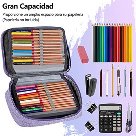 HONGHCL Bolsa Lápices - 72 Ranuras Estuche para Lapices de Gran Capacidad, Desmontable Portable Lápiz Bag, Bolsa Guarda Lápices Organizador para Uso Múltiple (Violeta)