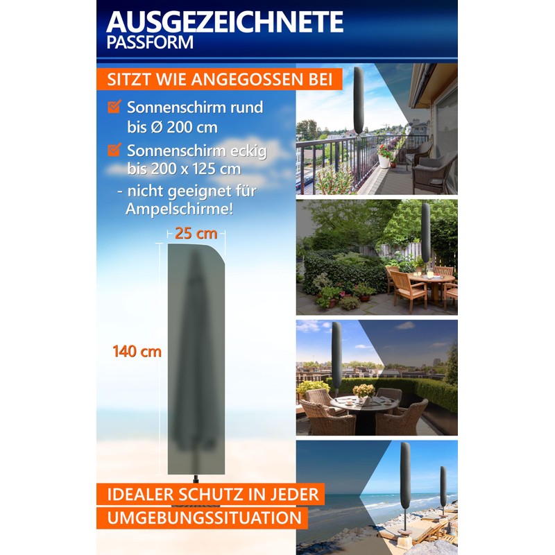 4smile SunnyCover Protective Cover for Parasols up to 200 cm