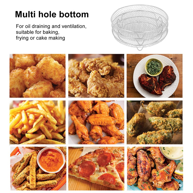 3PCS Fryer Rack Set Stainless Steel Round Stackable Multi Layer