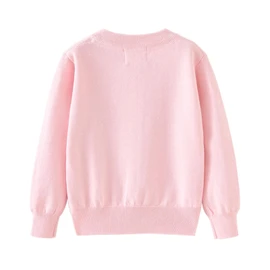 Rolanko Girls' Bolero Cardigans, Long Sleeve Cotton Basic School Clothing, Crew Neck Pullover Cardigan, pink
