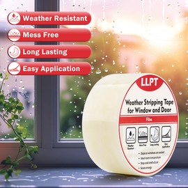 LLPT Transparent Weather Stripping Tape 4” x 108 Ft for Window and Door Ultra High Performance Weather Resistant Tape for Window Draft Insulation No Mess (WWT408)