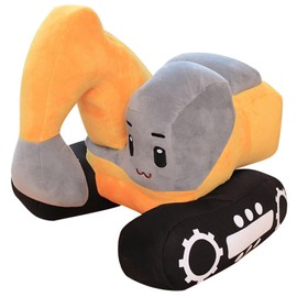 Digger Cuddly Toy, 26 x 23 cm Digger Doll, Plush Toy, Tender Children's Plush Excavator, Plush Construction Vehicle for Boys and Girls, Birthday Gift for Children, Yellow