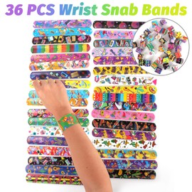 VANANA 36 PCs Slap Wrist Bands with 36 Designs Pattern Colorful Skates, Mexico and 80's Music Theme Party Favours Pack