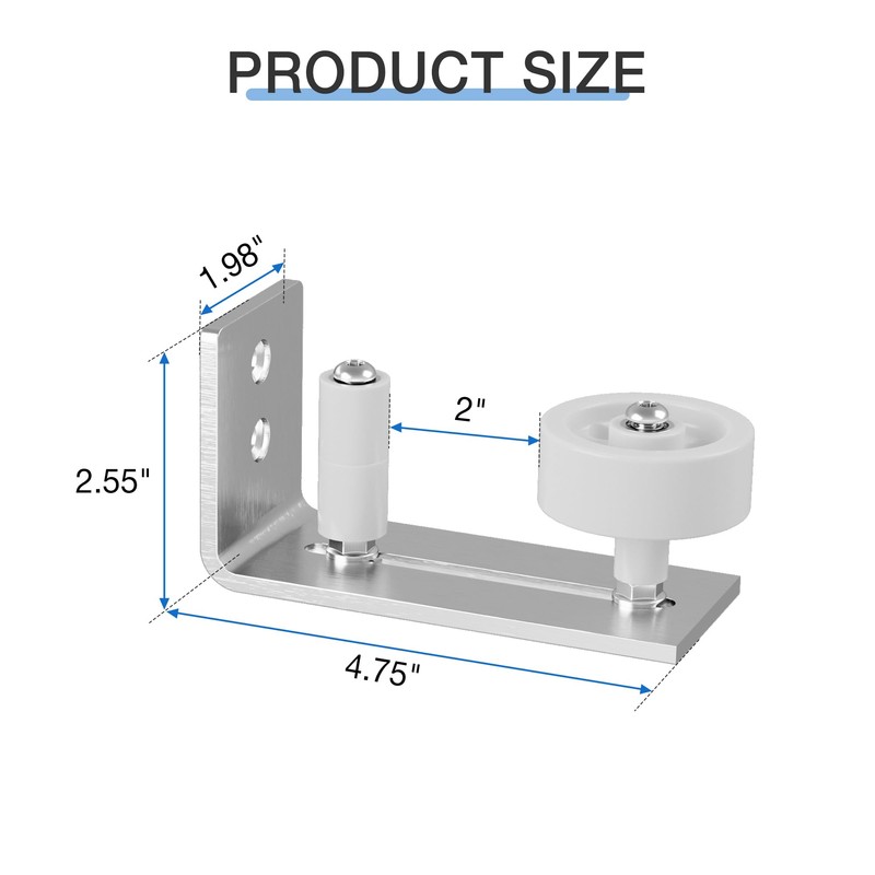 WINSOON Sliding Barn Door Floor Guide Brushed Nickel, Bottom Adjustable