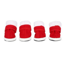 Dog Protector Red Anti-Slip Dog Boots Winter Pet Warm Boots with Hook Loop Closure for Pets Walking Outdoor(#3)