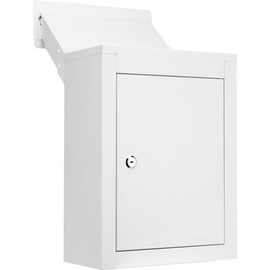 Through-The-Wall Mail Drop Box with Adjustable Chute with Key Lock, for Home & Office Document Cash Deposit Retrieval