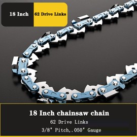 5Pack 18 Inch Chainsaw Chain 3/8" LP Pitch .050" Gauge 62 Drive Links Fits Poulan Pro 051338, EGO AC1800, Greenworks, Echo, Kobalt, Remington, Craftsman, McCulloch and More
