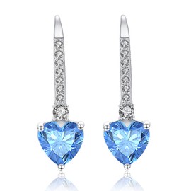 LOVANS Heart Drop Earrings Cubic Zirconia Birthstone Earrings, Leverback Dangle Earrings Jewelry Anniversary Birthday Gift for Women Earrings
