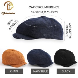 Dalababa 8 Panel Flat Cap, Classic Ivy Style Gatsby Beret Baker Boy Hat, Adjustable Irish Baseball Golf Driving Hunting Newsboy Hat for Men Women, 55-59 CM