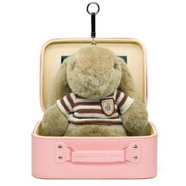 BunnyLulu XL Plush Bunny Keychain with Designed Makeup Box, Anxiety Relief Gift for Kids Children Adults:_MamaPink