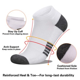 Eallco 10 Pairs Mens Ankle Socks Low Cut Athletic Cushioned Casual Socks 10 Pack
