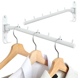 Alise Swivel Clothes Hanger, Stainless Steel Laundry Wall Mounted Drying Rack, Space Saver Clothing Hanging Rack for Closet, Bedroom, Laundry, White, 2 Pack