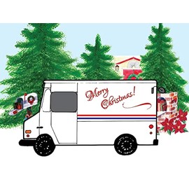 Mail Truck Letter Carrier Christmas Thank You Cards 25 pack Postcards