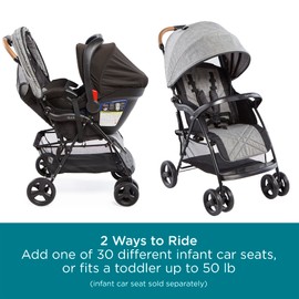 Contours Quick Lightweight Travel Toddler and Baby Stroller with Adapter Free Infant Car Seat Compatibility - Smoke Gray