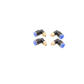 Pneumatic Angle Plug Fitting 90° M6 to 4 mm, Pack of 4 Push In Compressed Air Connection Plug Connection (M6-4 mm)