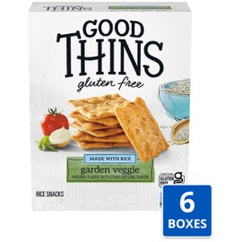 Good Thins Garden Veggie Rice Snacks Gluten Free Crackers, Bulk Snack Crackers, 6 - 3.5 oz Boxes