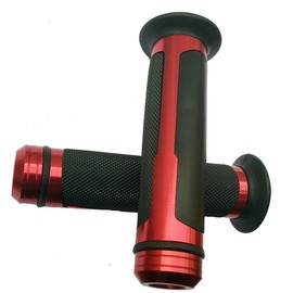 MotorToGo 7/8" CNC Aluminum Red Handlebar Gel Grips with End Caps for 1995 Honda Magna 750 Magna 750 VF750C