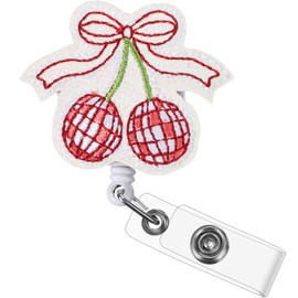 Solsew Coquette Pink Bow Disco Ball Badge Reel Retractable Badge Holder Cute ID Name Reel Clip Nurse Appreciation Gift for RN LPN CNA Medical Worker Employee Doctor Teacher