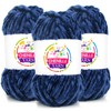 3 Pack Velvet Chenille Yarn for Crocheting,Navy Blue Fluffy Velvet