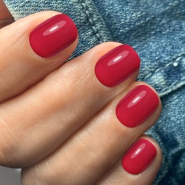 Bellelfin 240Pcs Short Press on Nails, Full Cover Square Red Fake Nails Glossy Short Nails Press on Acrylic Press on Nail Red Glue on Nails for Women Girls