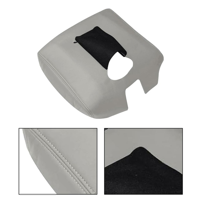 Priprilod Light Gray Leather Center Console Leather Lid Armrest Cover