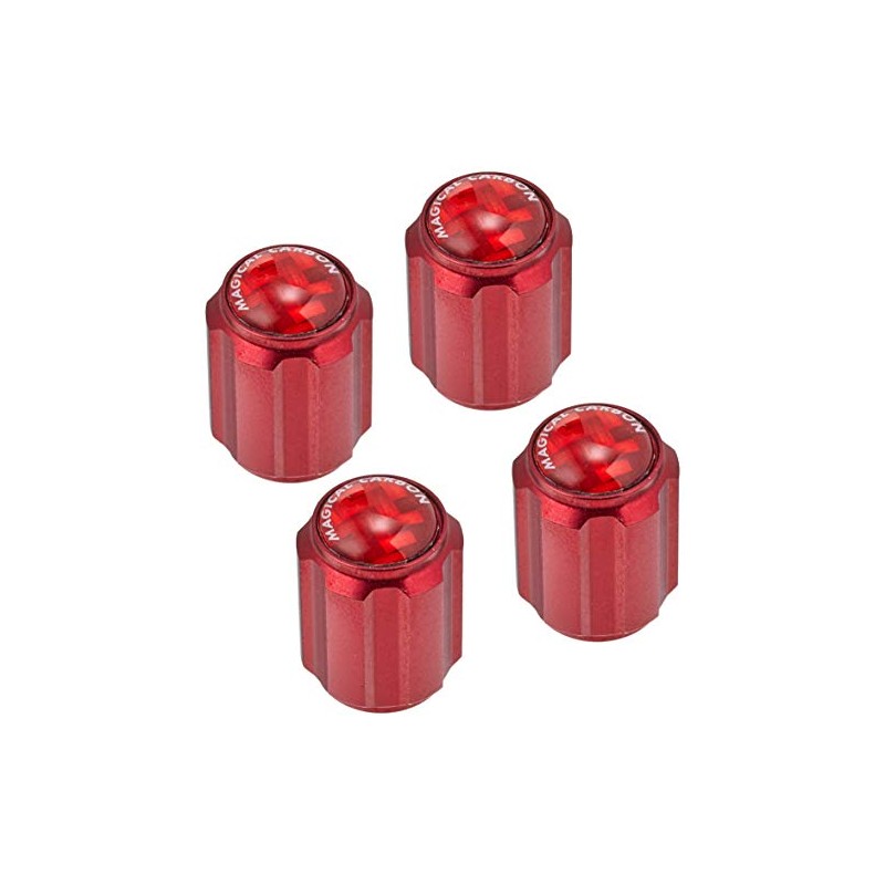 HASEPRO CAV-2R Magical Carbon Air Valve Cap, Red/Red, Set of