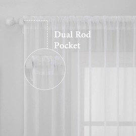 MIULEE 2 Panels Solid Color White Sheer Window Curtains Elegant Window Voile Panels/Drapes/Treatment for Bedroom Living Room (54X96 Inches White)